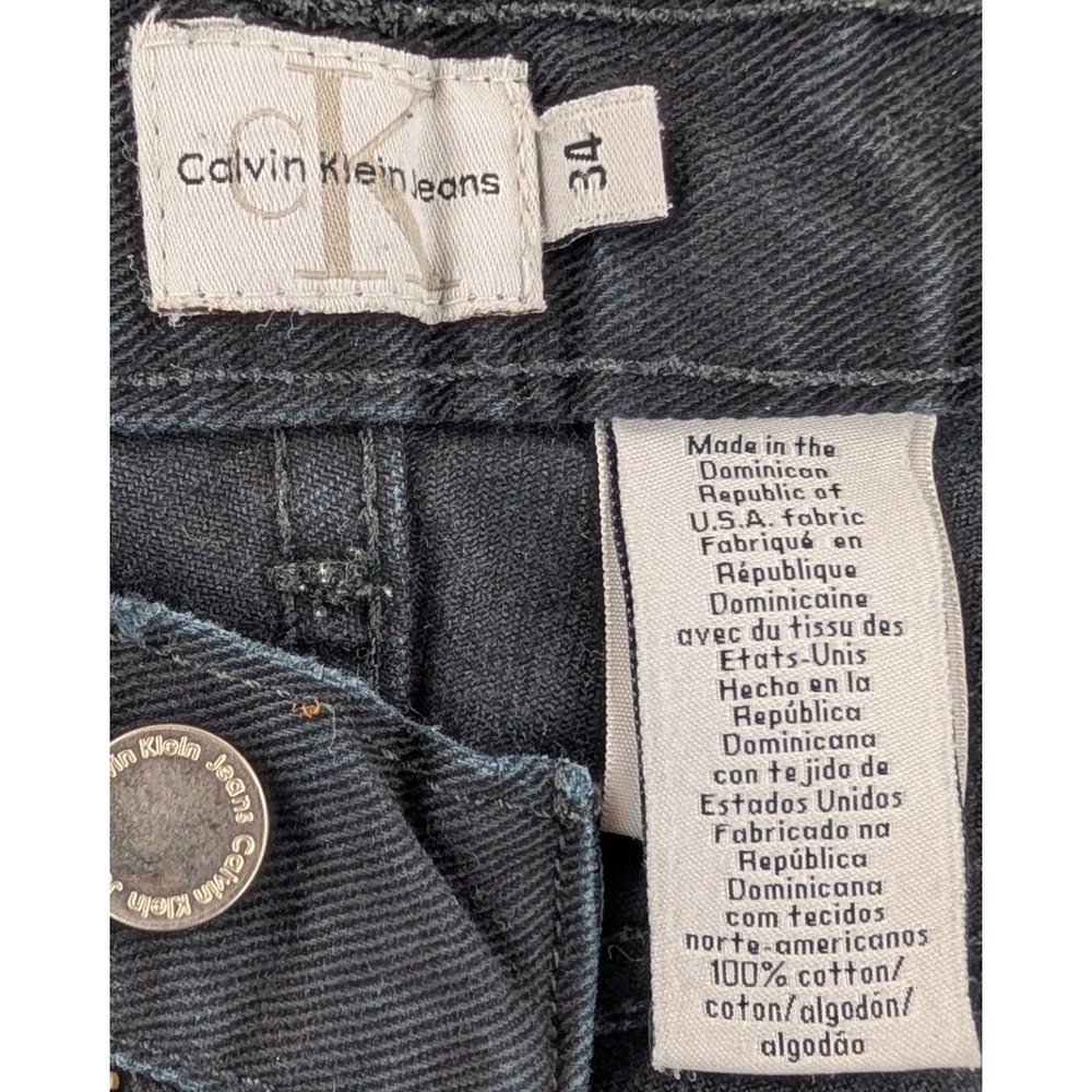 Vintage Calvin Klein Jeans Mens 34 Black Straight Leg 100% Cotton Denim Jeans - Picture 8 of 10